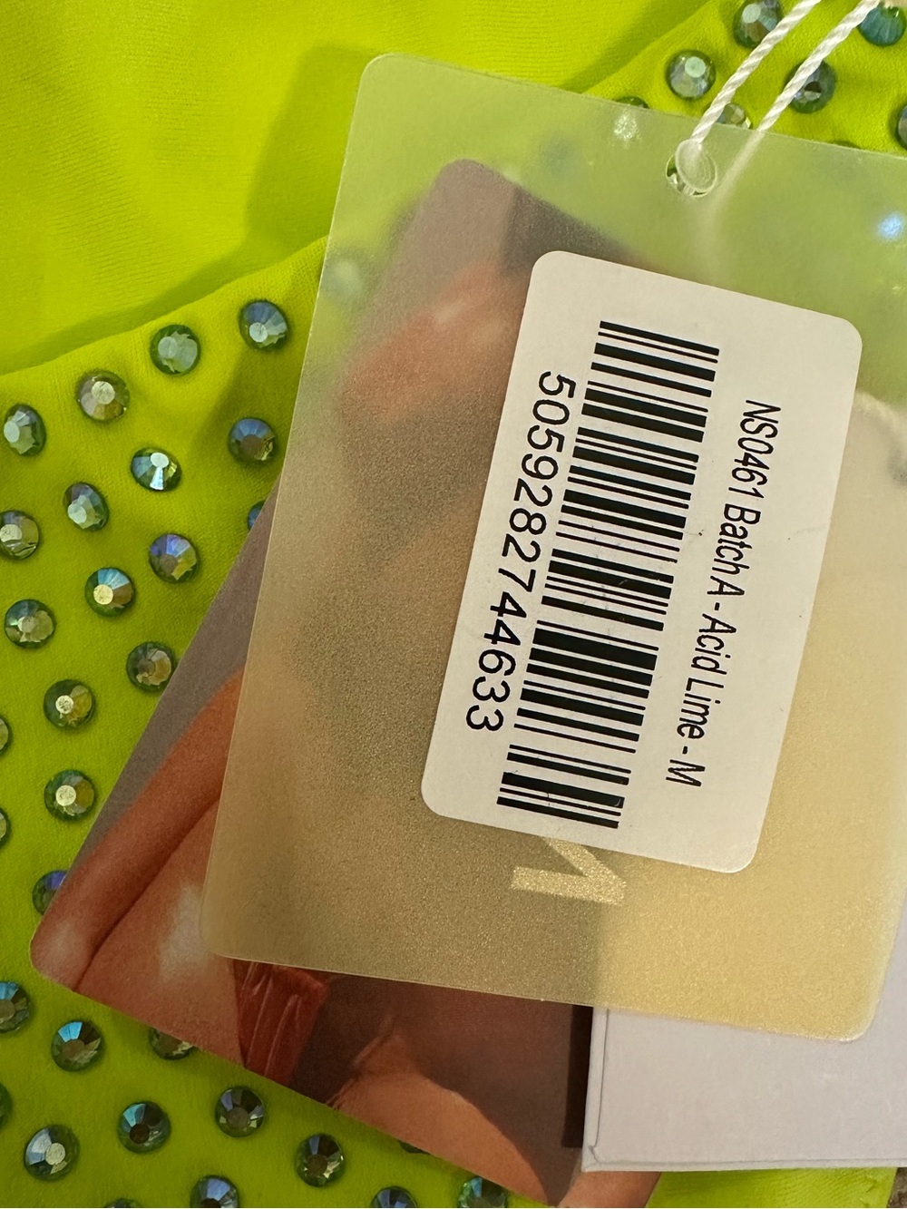 Oh Polly Embellished Acid Lime Green Cutout Swimsuit - Picture 4 of 6
